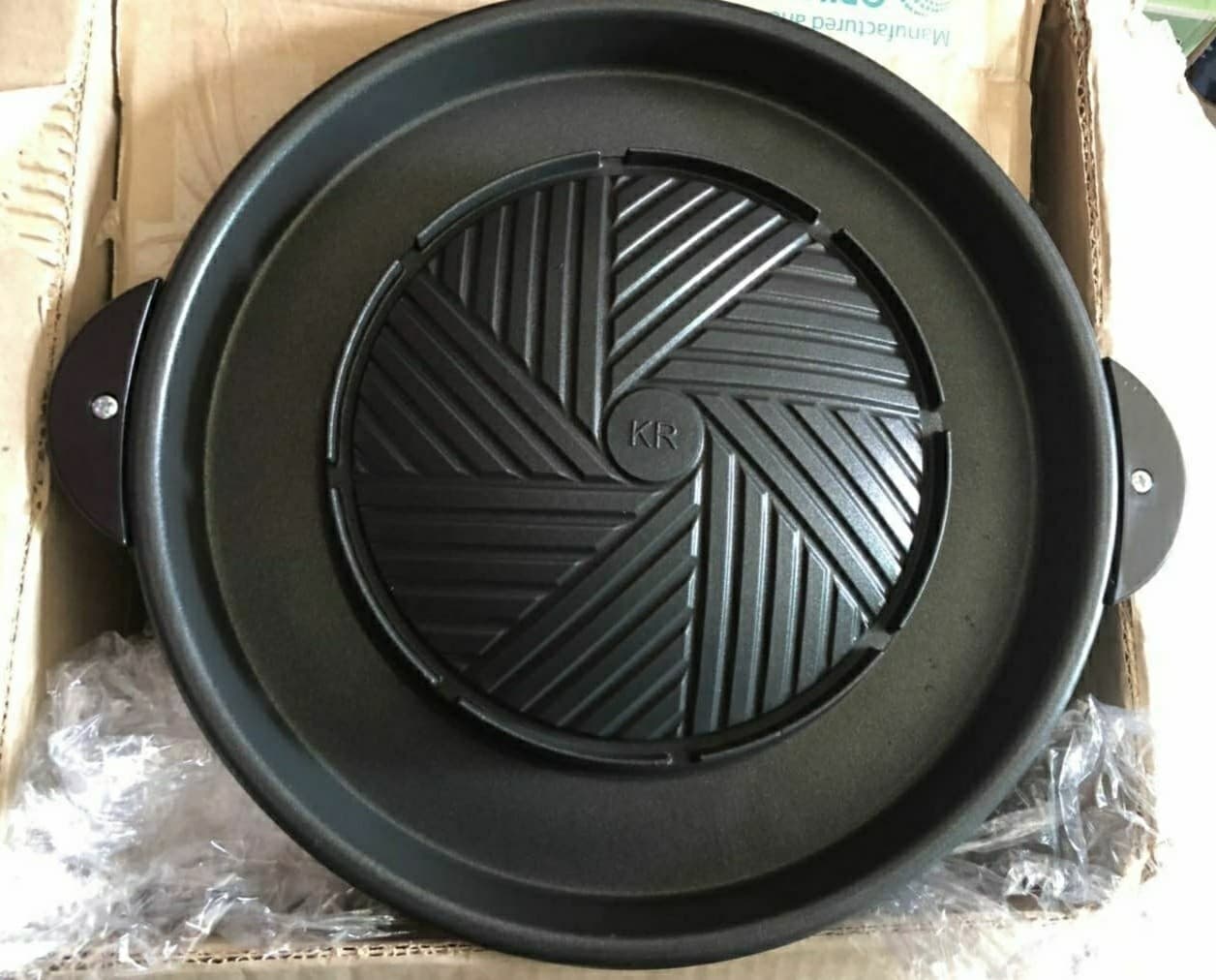KR 006 Black Aluminium Teflon Korean BBQ Grill Pan